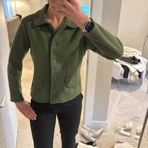 Talbots petite olive green alpaca blend jacket size small